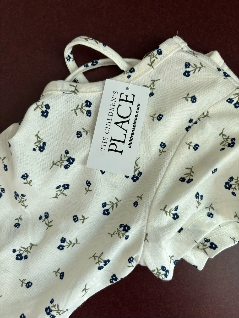 NWT Drop waist girls White Dress with Navy Floral Print - Picture 4 of 4